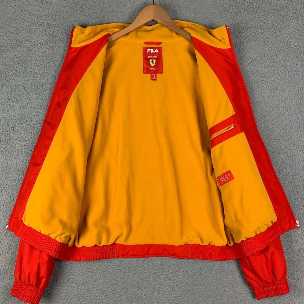 Fila x Ferrari Scuderia Racing Bomber Jacket Men's XL Red Full Zip Fleece Lined